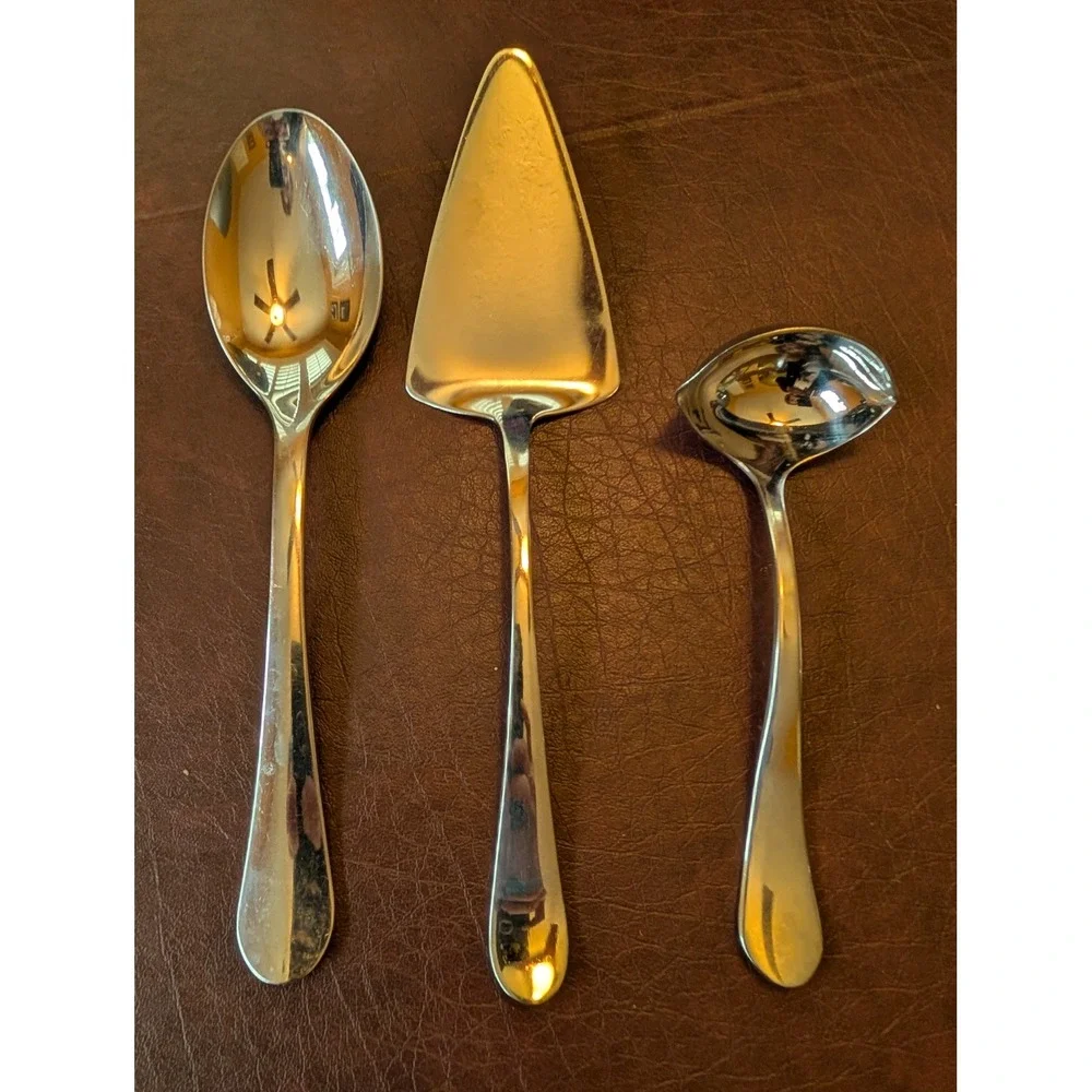GS Stainless Steel Serving Set 3Pcs Spoon Cake Server Sauce Ladle GS18/8